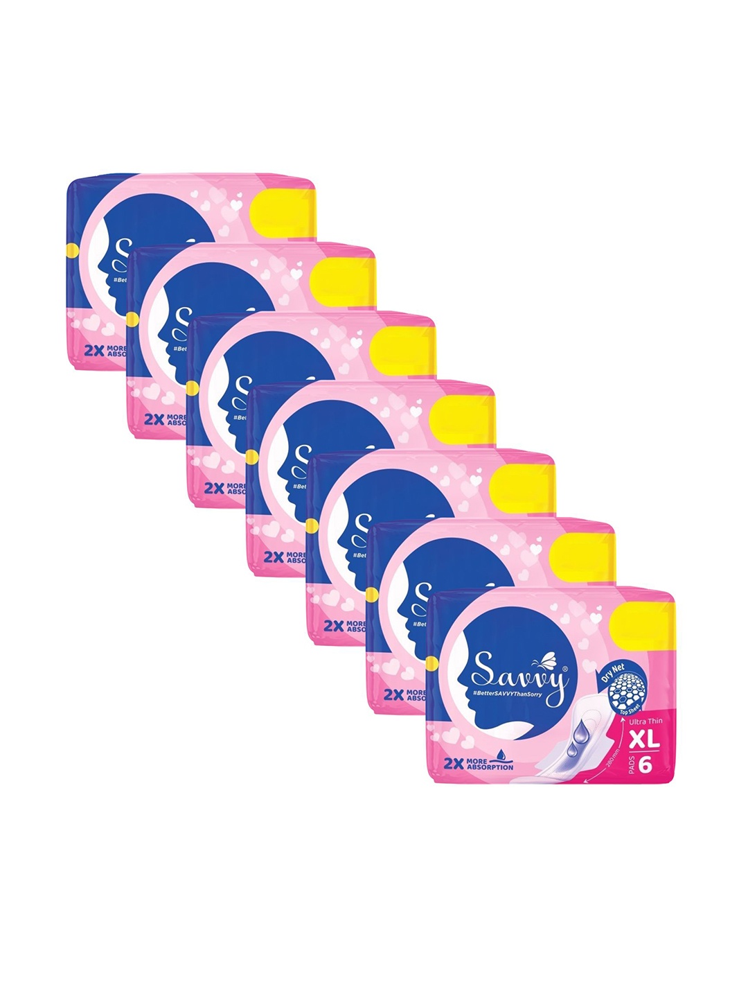 

Savvy Set Of 7 Ultra Thin Sanitary Pads- 6 Pads Each- XL, White
