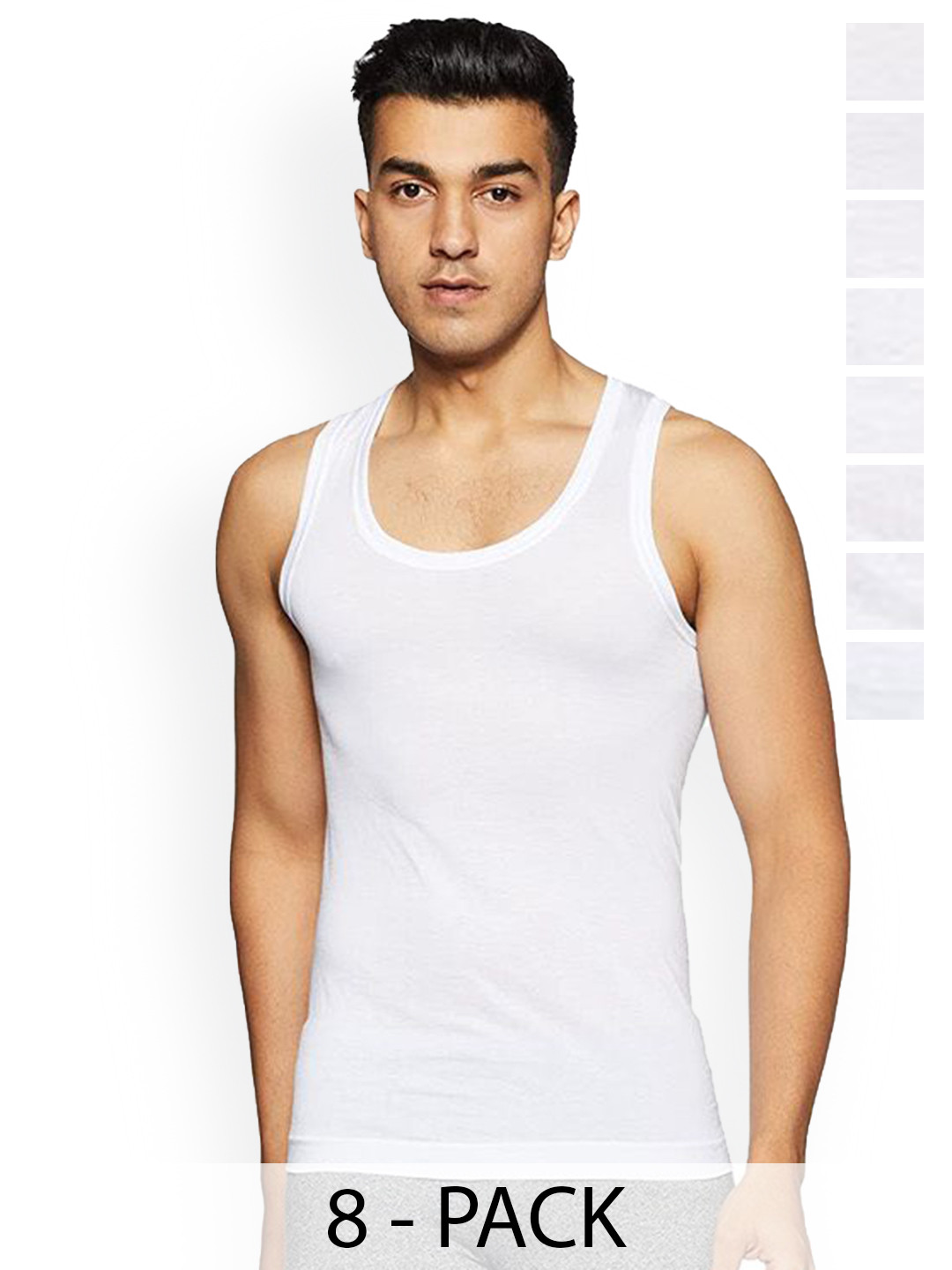 

Rupa Set Of 8 Cotton Undershirt Vests Frontline-Air-Whit-RN-8-90, White