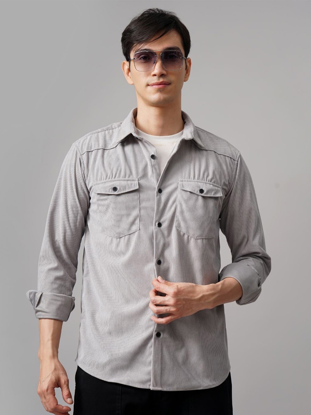 

PAUL STREET Men Standard Slim Fit Opaque Casual Shirt, Silver