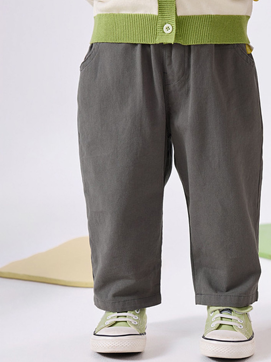 

LULU & SKY Girls Tapered Fit High-Rise Cotton Trouser, Grey