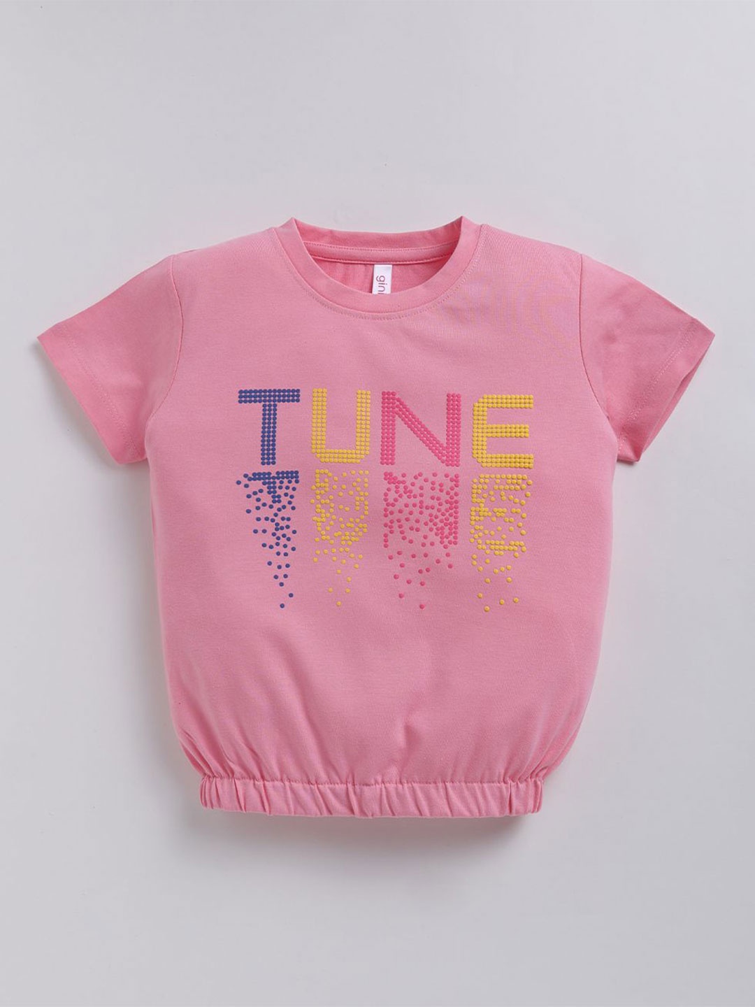 

Ginie Girls 3D Typography Printed Breathable Top, Pink