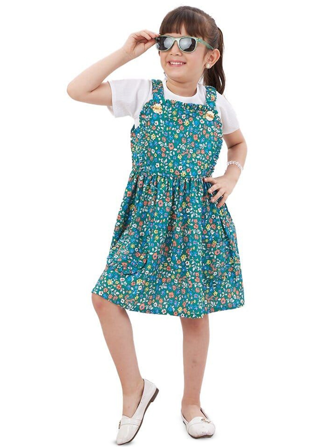 

BAESD Girls Floral Printed Fit & Flare Dress, Green