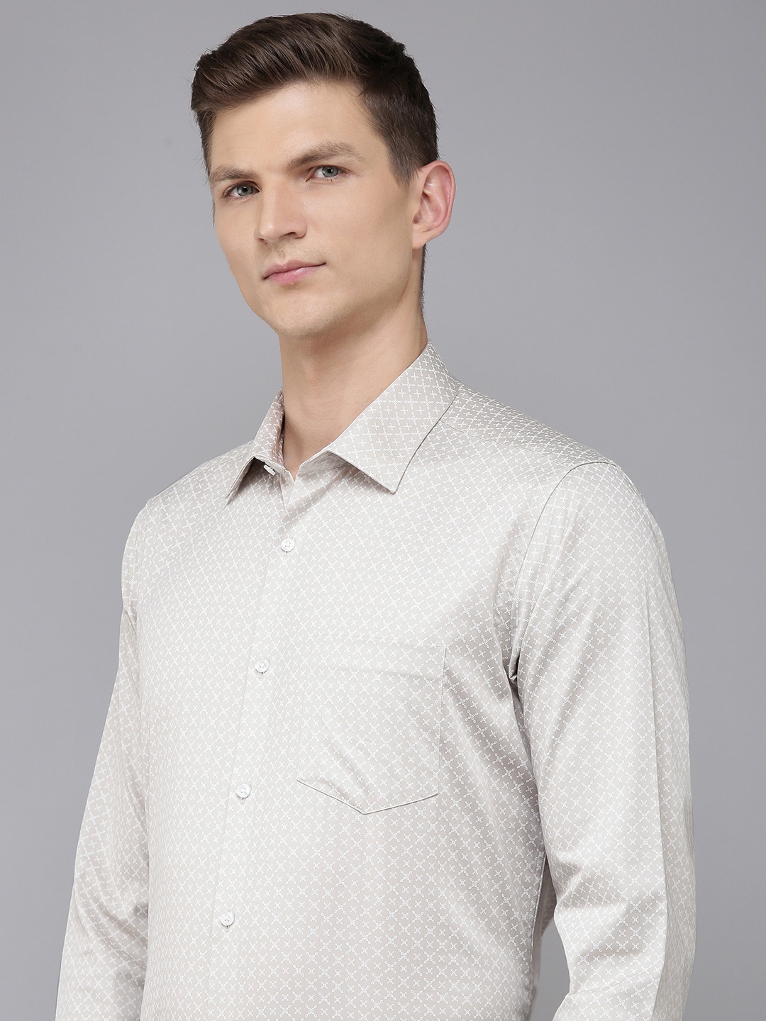 

Van Heusen Pure Cotton Custom Opaque Printed Formal Shirt, Beige
