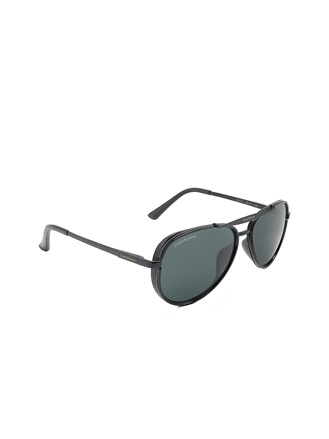 

LOUIS KOUROS Unisex UV Protected Cherokee Aviator Sunglasses SUN-LK-4414-BLK1BLK-M, Black