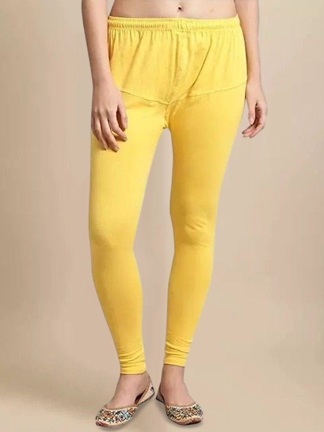 

URBAN KANYA Cotton Churidar-Length Leggings, Yellow