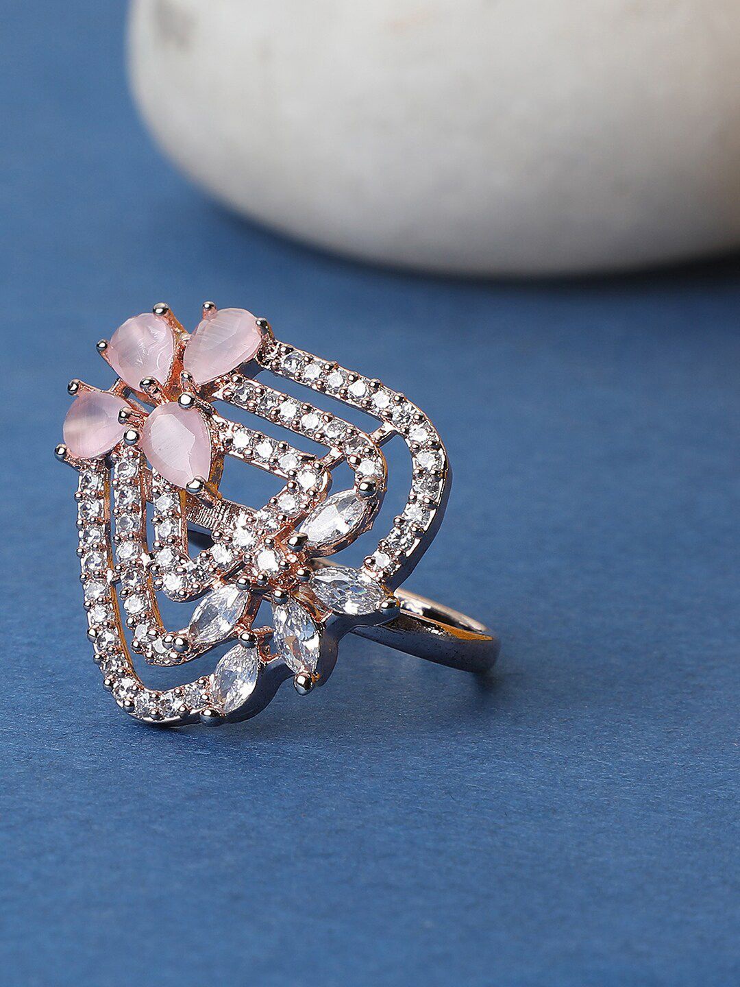 

Anouk Gold Plated American Diamond Stone Studded Finger Ring