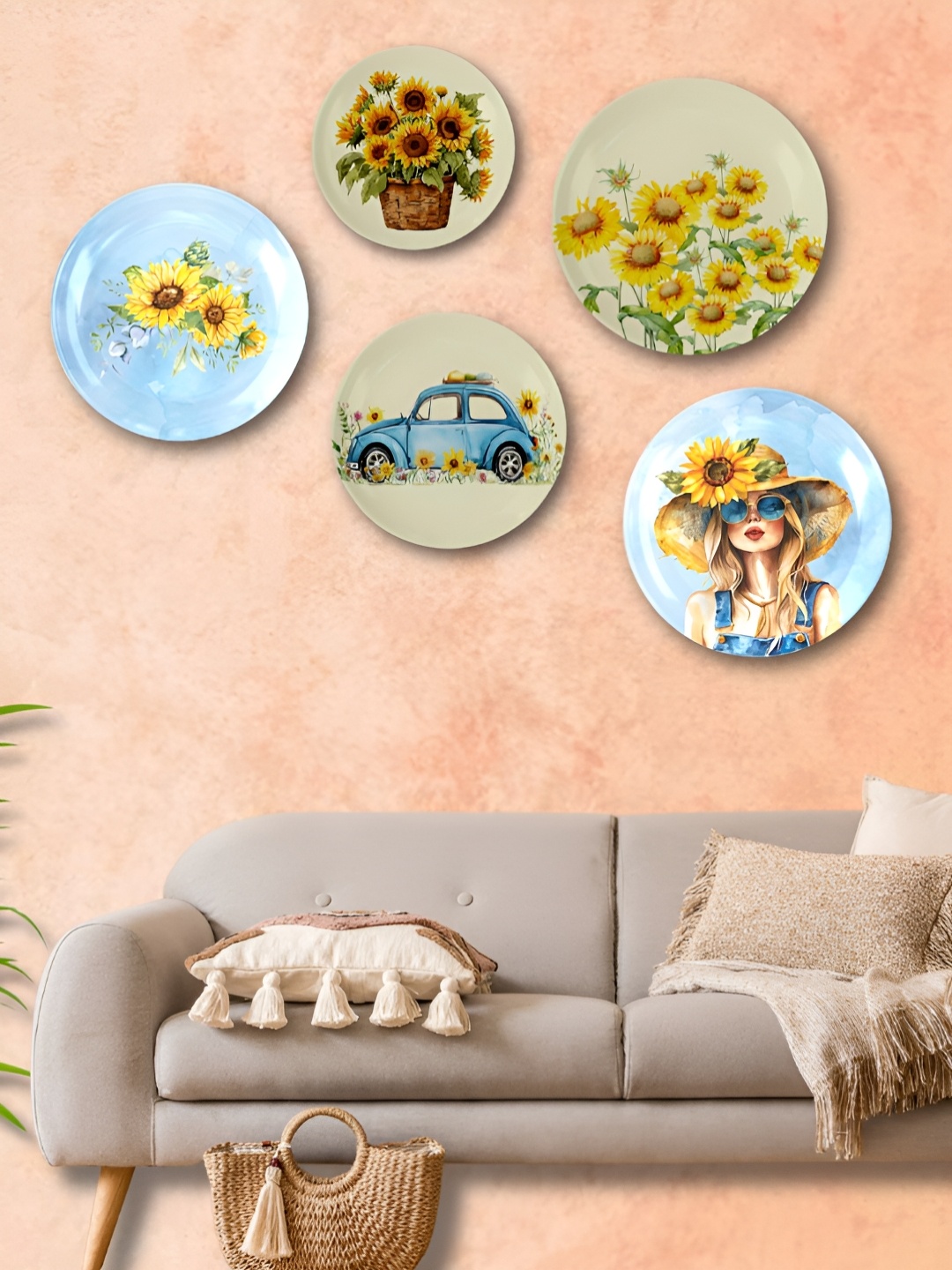 

Homscape Assorted 5 Pieces Vintage Ceramic Wall Plates