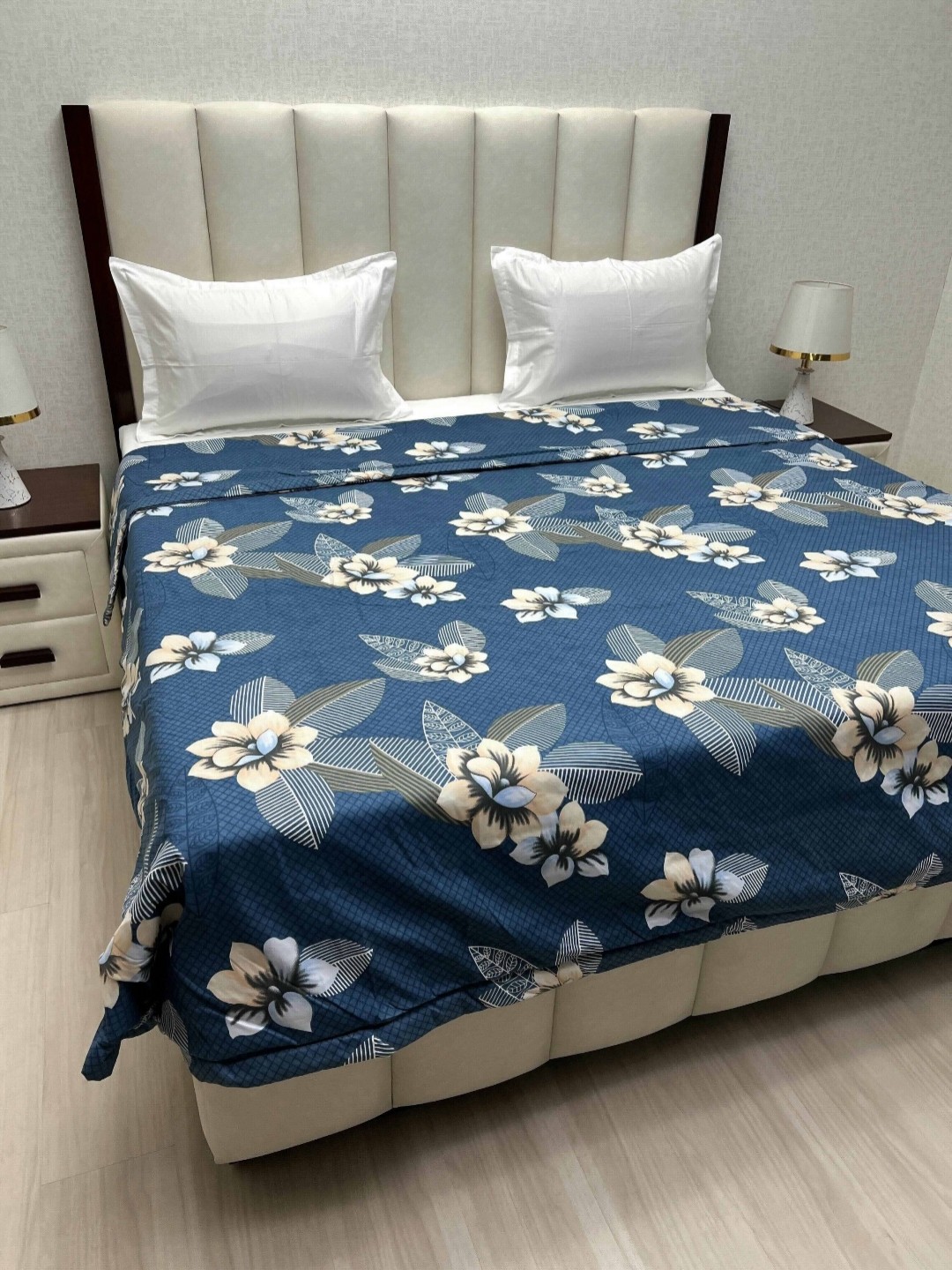 

Pure Decor Comfy Blue & Brown Floral 180 GSM Microfiber King Size Bed Comforter