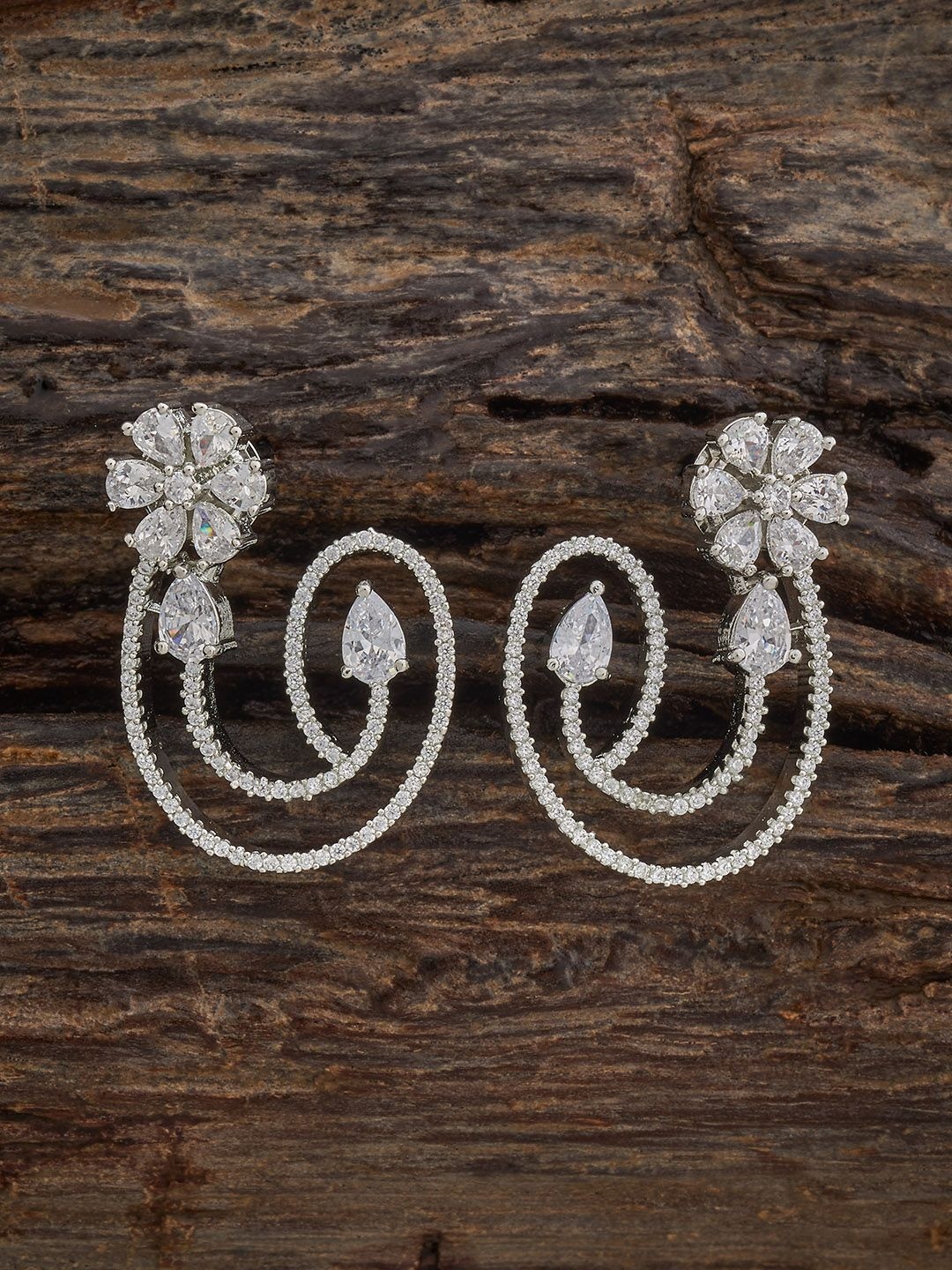 

Kushal's Fashion Jewellery White Rhodium Plated Party Zircon Studs Earring