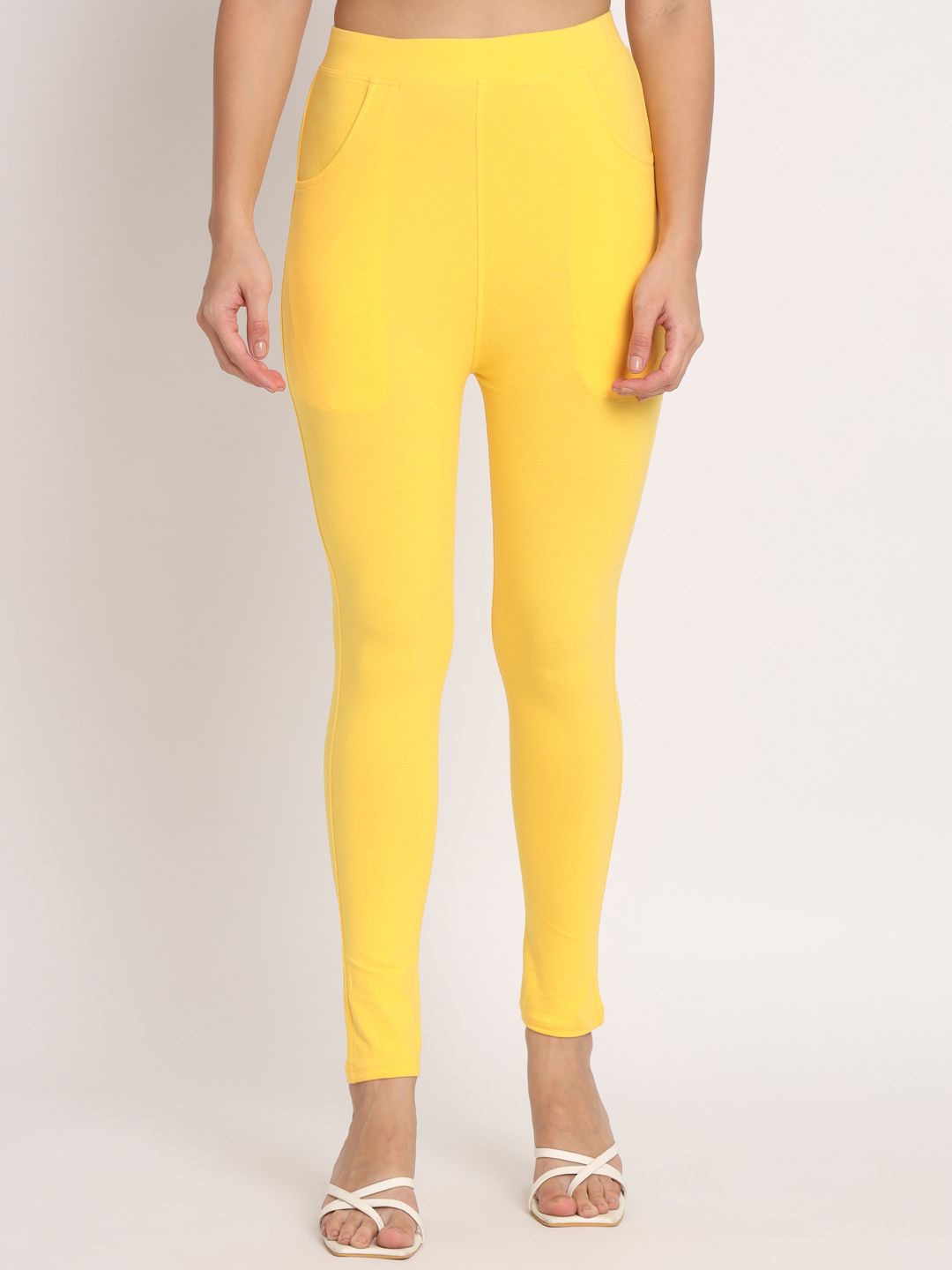 

thread plus Cotton Ankle Length Leggings, Yellow