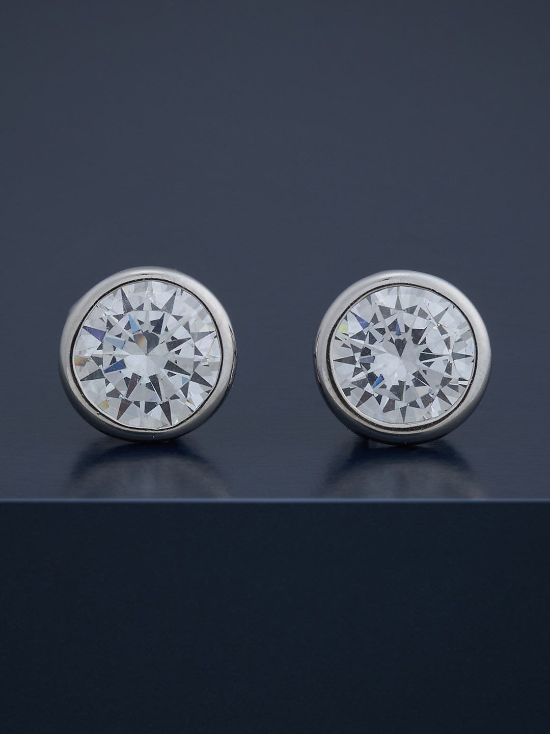 

Kushal's Fashion Jewellery 92.5 Silver Rhodium-Plated Circular Shaped Studs
