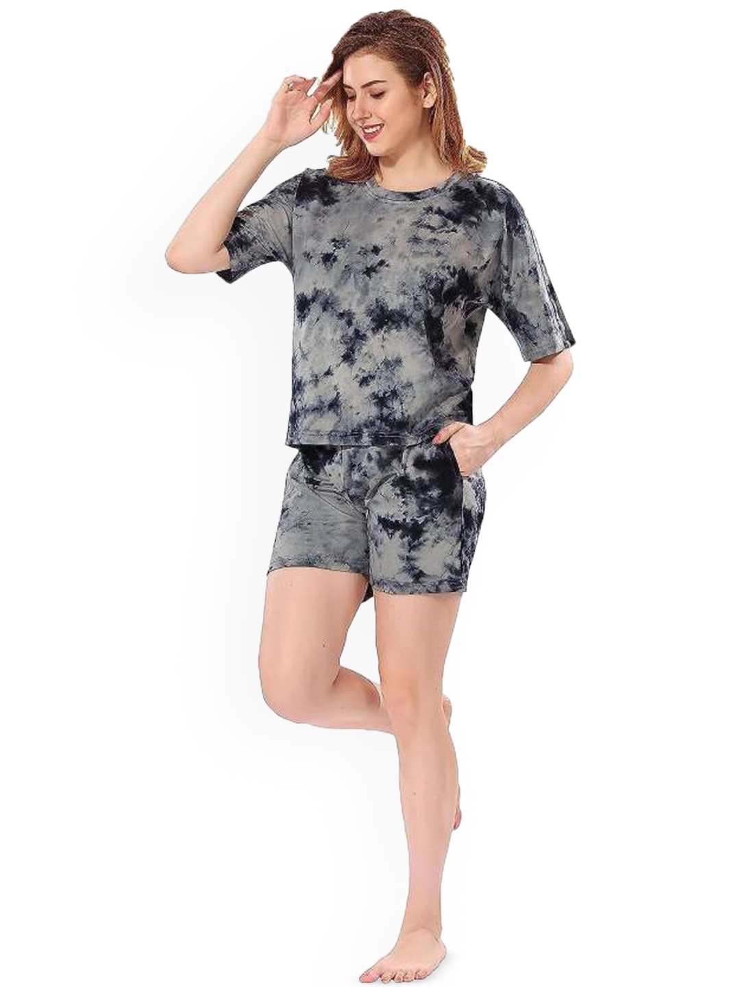 

Xivir Women Printed Night suit, Grey