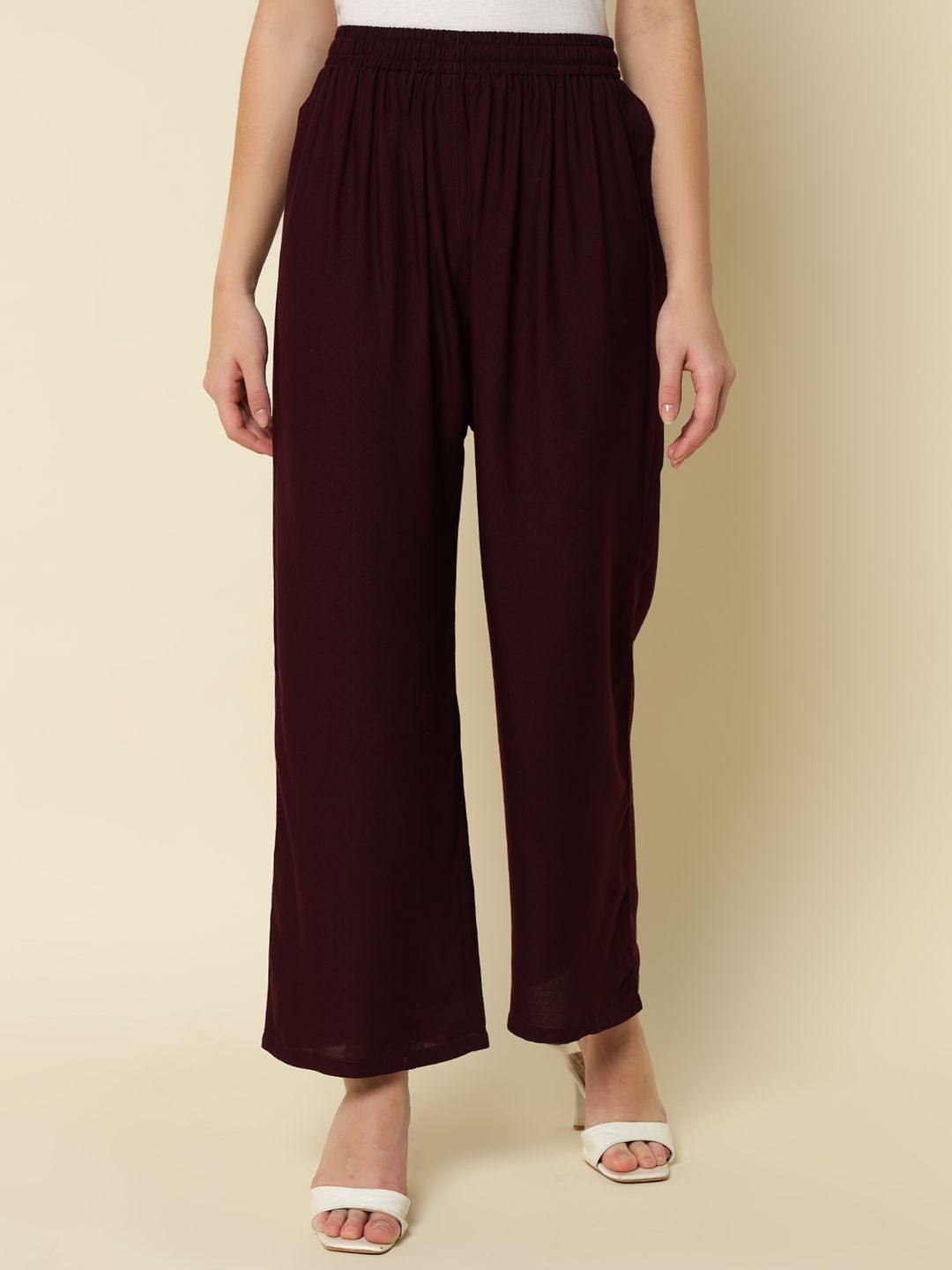 

Thread Plus Women's Relaxed Fit Palazzo, Burgundy