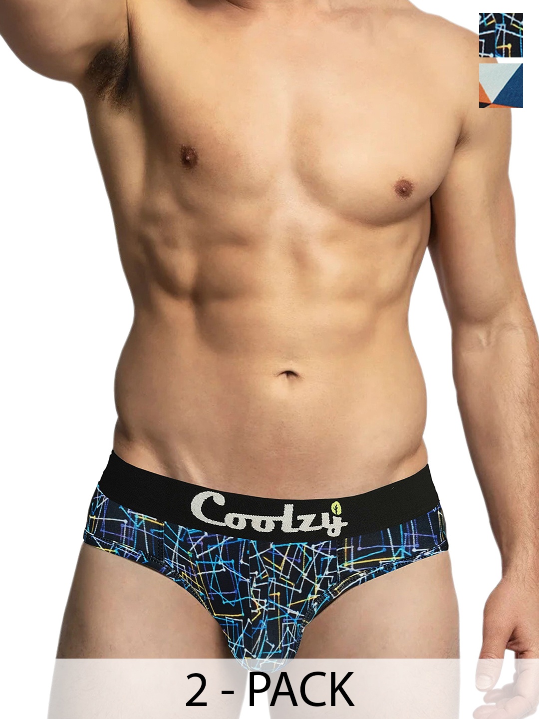 

Coolzy Men Pack Of 2 Printed Mid-Rise Briefs RUCPBF2K045-S, Orange