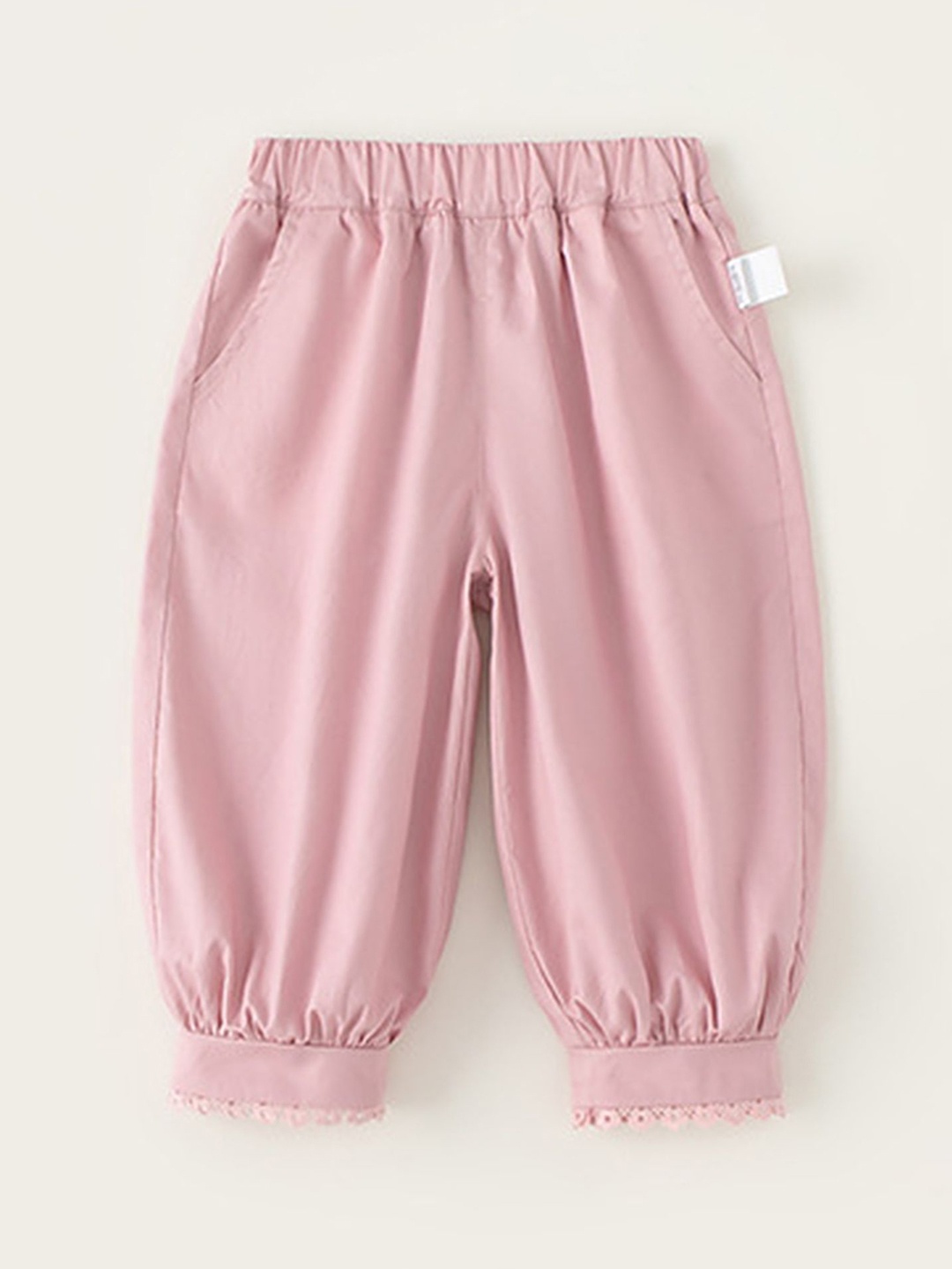 

LULU & SKY Girls Tapered Fit High-Rise Joggers Trousers, Pink