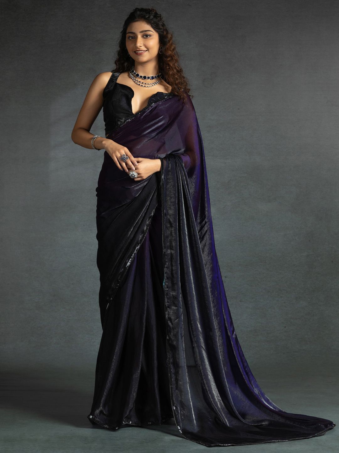

Saree mall Satin Sarees, Purple