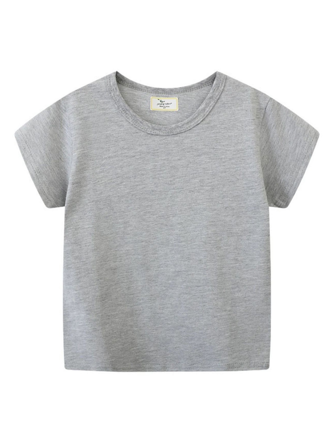 

LULU & SKY Girls Solid Round Neck Cotton T-shirt, Grey