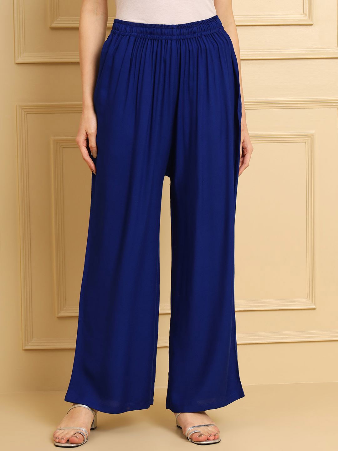 

Thread Plus Women Flared Fit Ethnic Palazzo, Blue