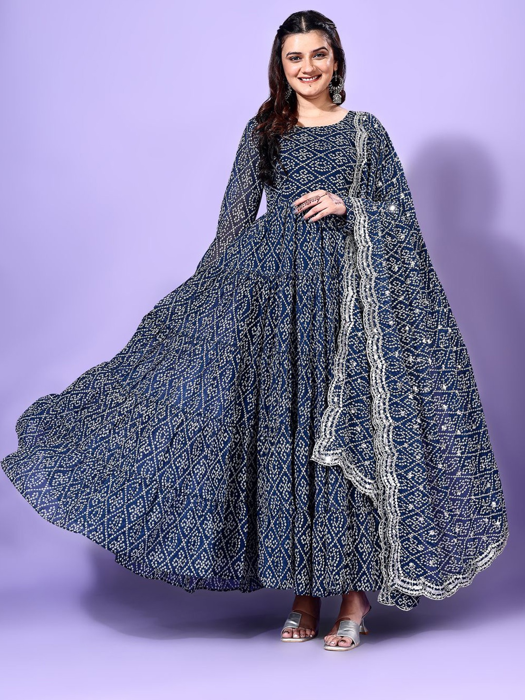 

Fashionuma Women Leheriya Printed Regular Kurta with Pyjamas & With Dupatta, Turquoise blue
