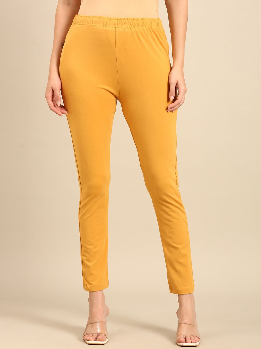 

De Moza Women Mid-Rise Slim Fit Mid-Rise Cigarette Trouser, Yellow