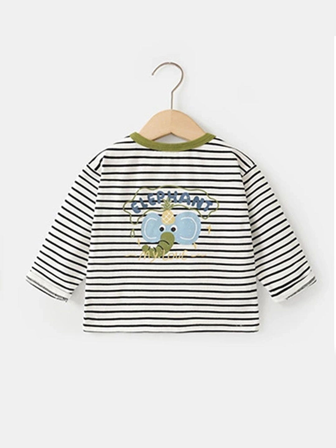 

LULU & SKY Boys Striped Round Neck Cotton Relaxed Fit T-shirt, White