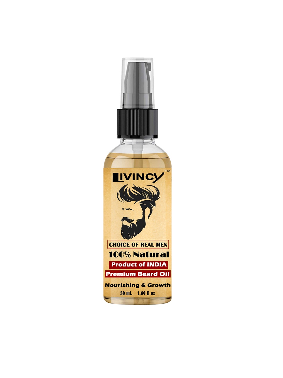 

LIVINCY Premium Beard Growth Oil - 50 ml, Transparent