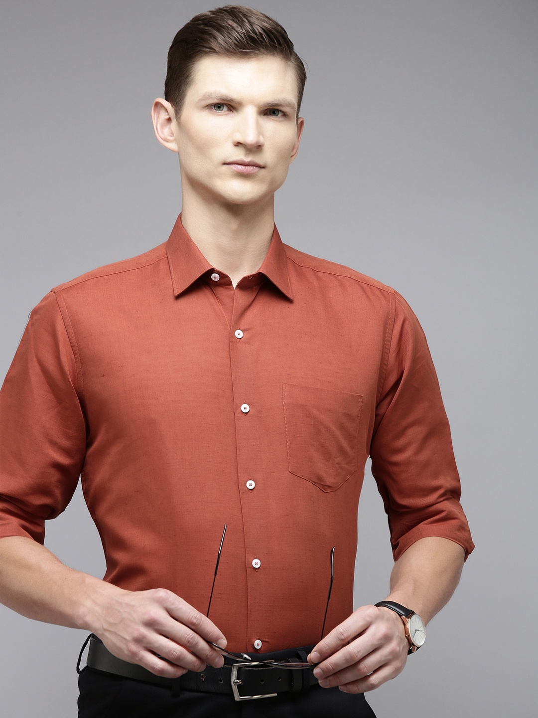 

Van Heusen Linen Cotton Formal Shirt, Rust