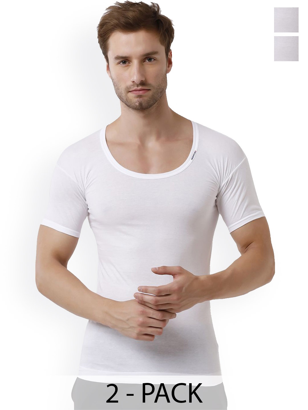

Rupa Pack Of 2 Cotton Innerwear Vests - Frontline-White-Vest-RNS-2-105