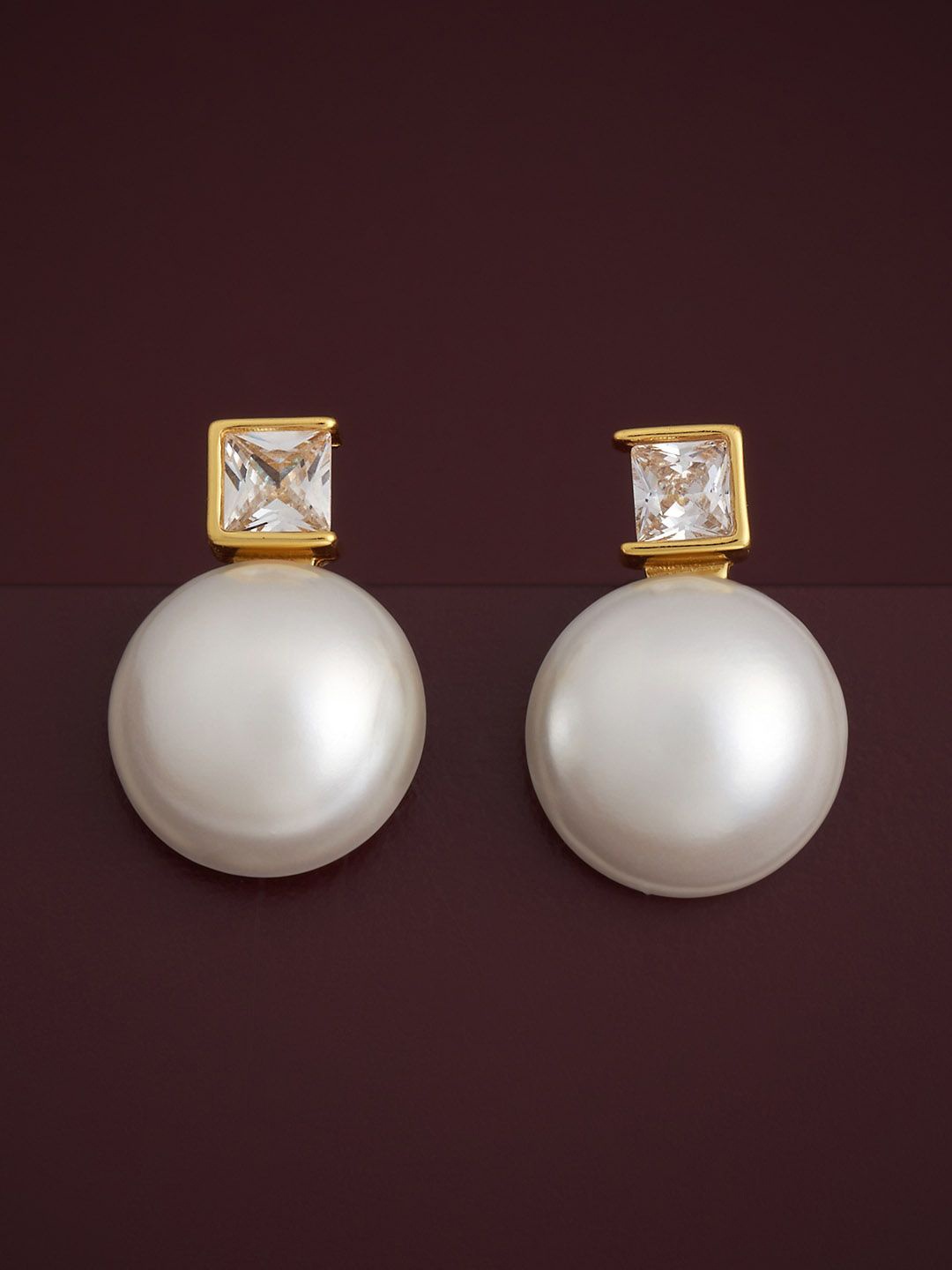 

Kushal's Fashion Jewellery 92.5 Silver Gold-Plated Classic Pearls Studs