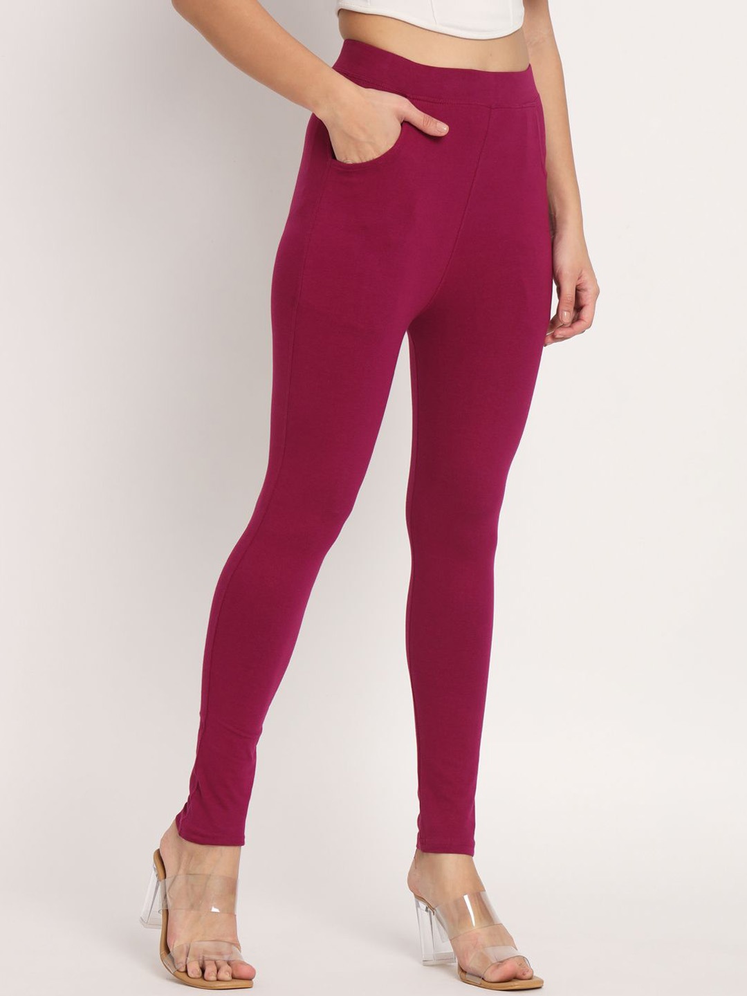 

thread plus Cotton Ankle Length Leggings, Purple