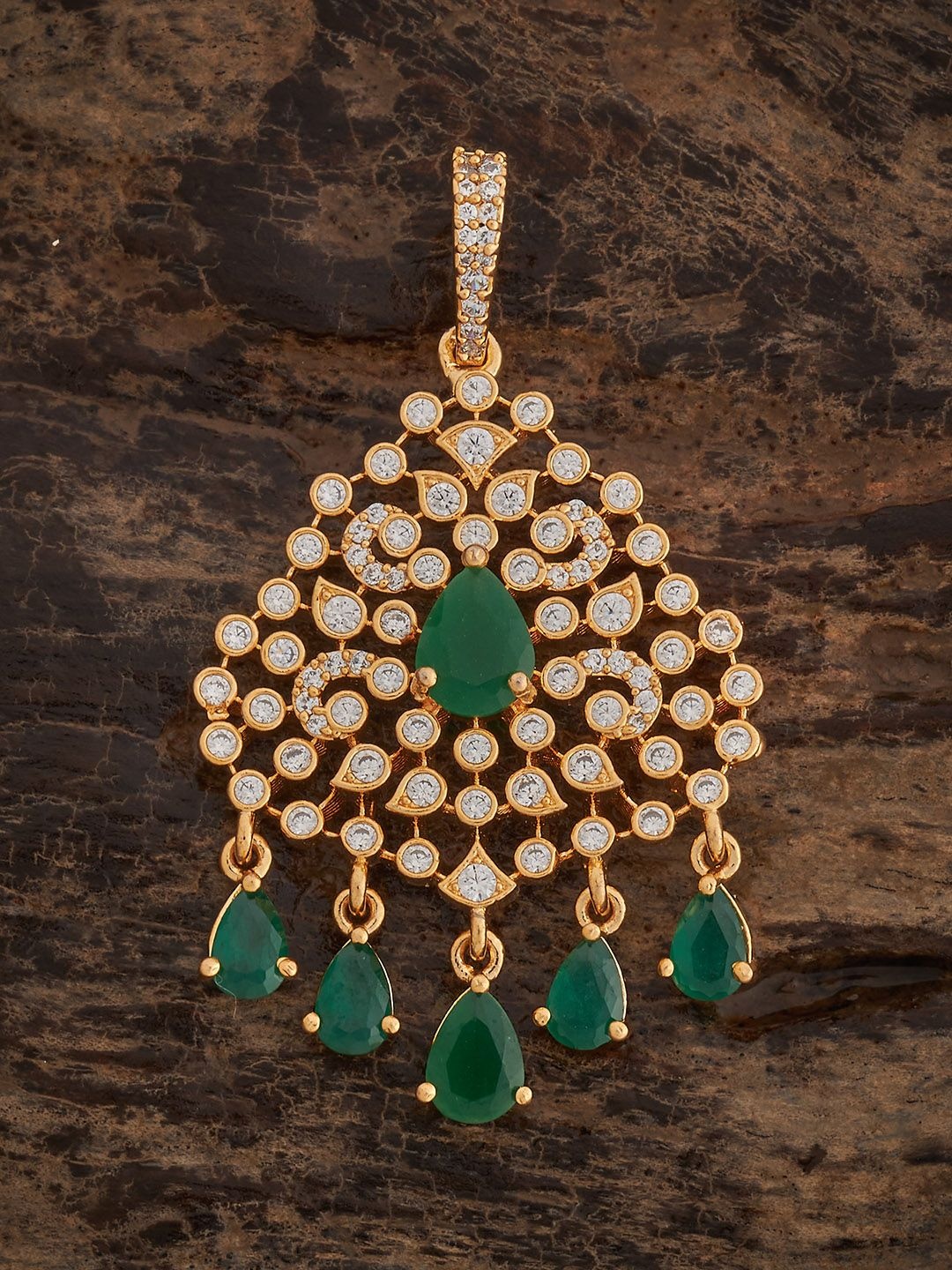 

Kushal's Fashion Jewellery Gold-Plated Cubic Zirconia Contemporary Pendant