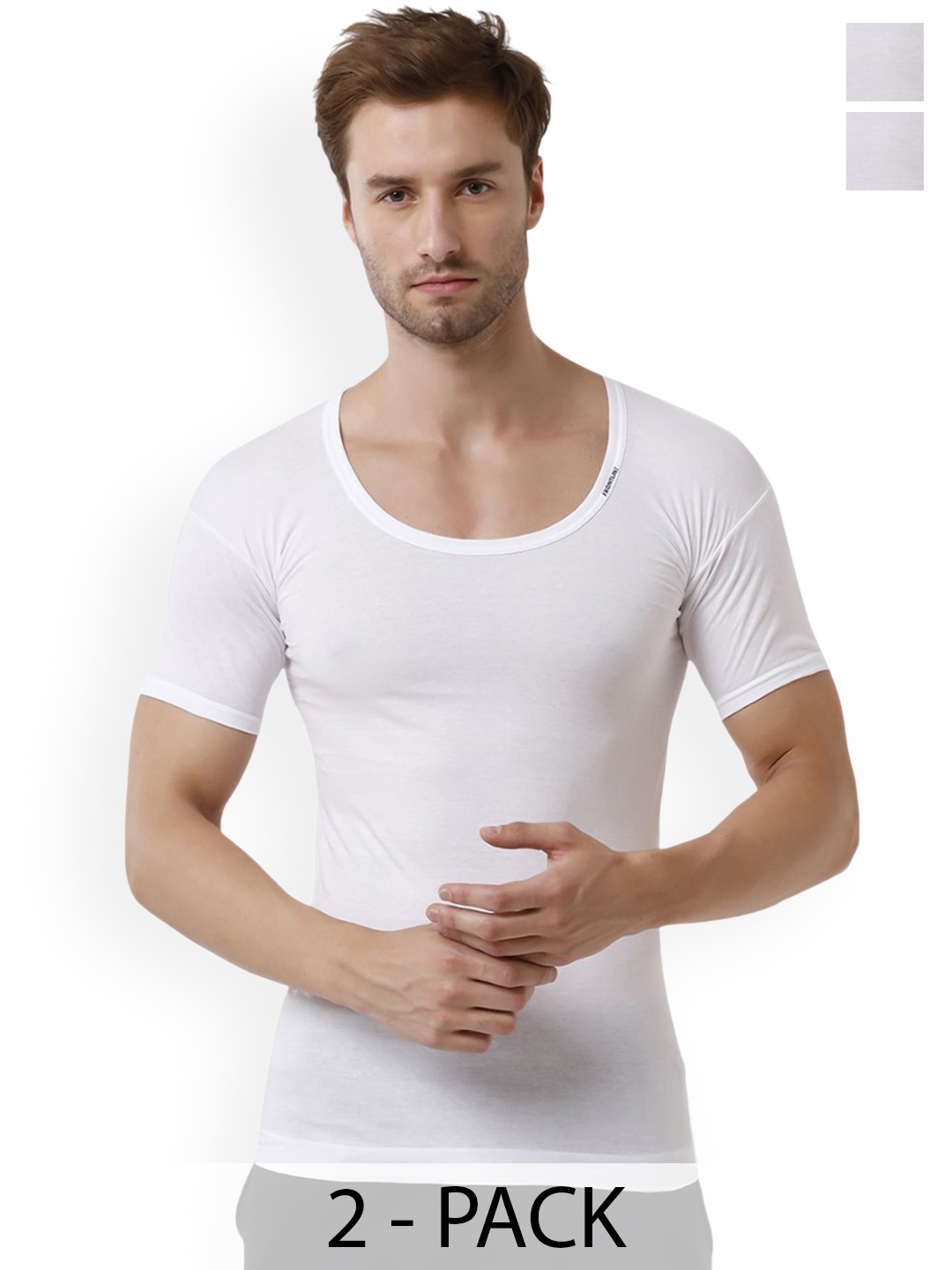 

Rupa Pack Of 2 Pure Cotton Innerwear Vests Frontline-White-Vest-RNS-2-110