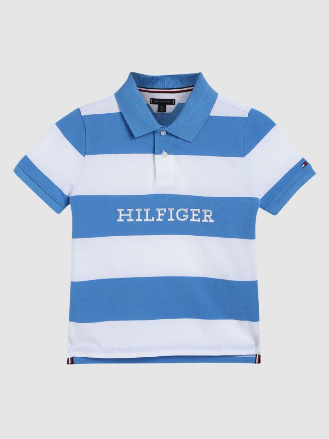 

Tommy Hilfiger Boys Striped Polo Collar Cotton T-shirt, White