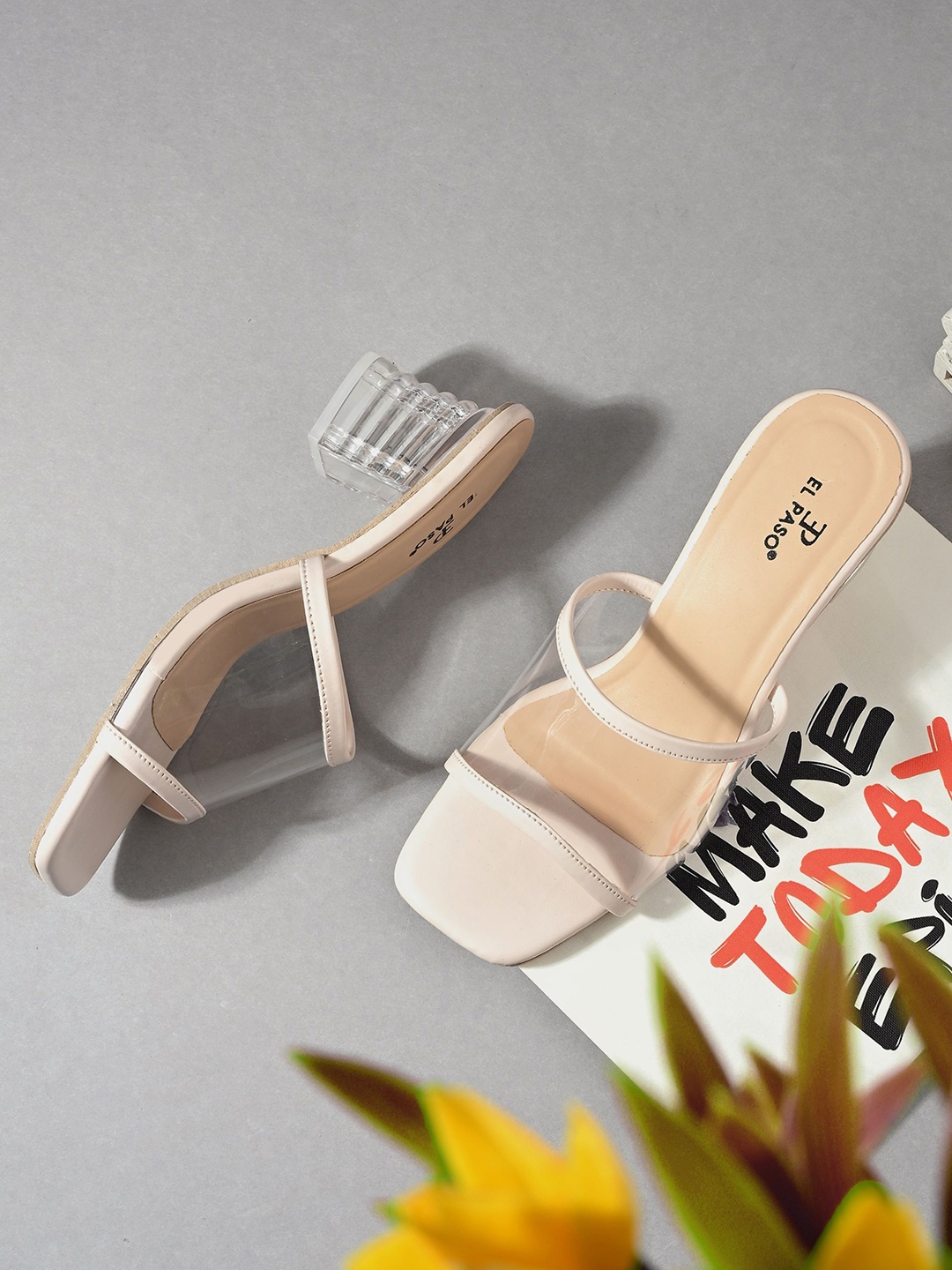 

El Paso Women Open Toe Block Heel Sandals, Beige