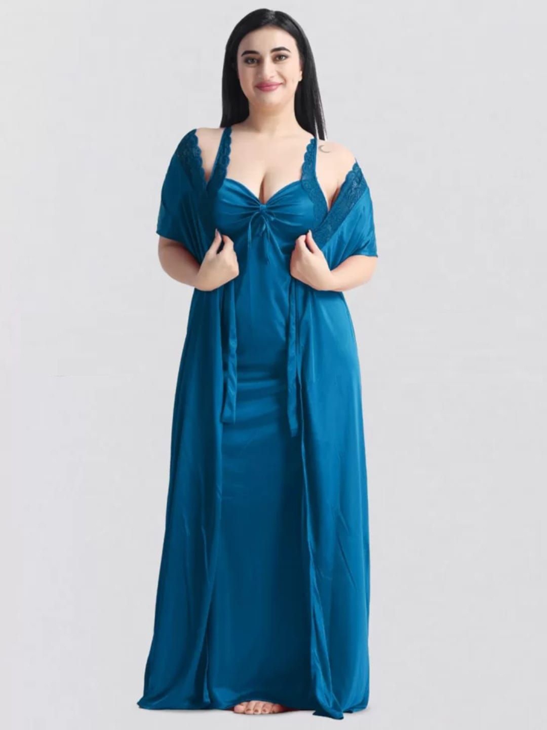 

XPIOX Pack Of 4 Satin Night dress, Blue