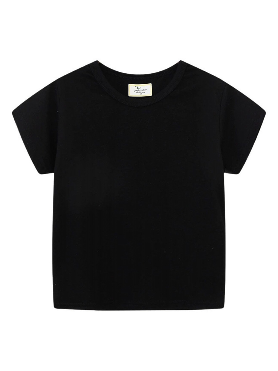 

LULU & SKY Girls Solid Round Neck Cotton T-shirt, Black