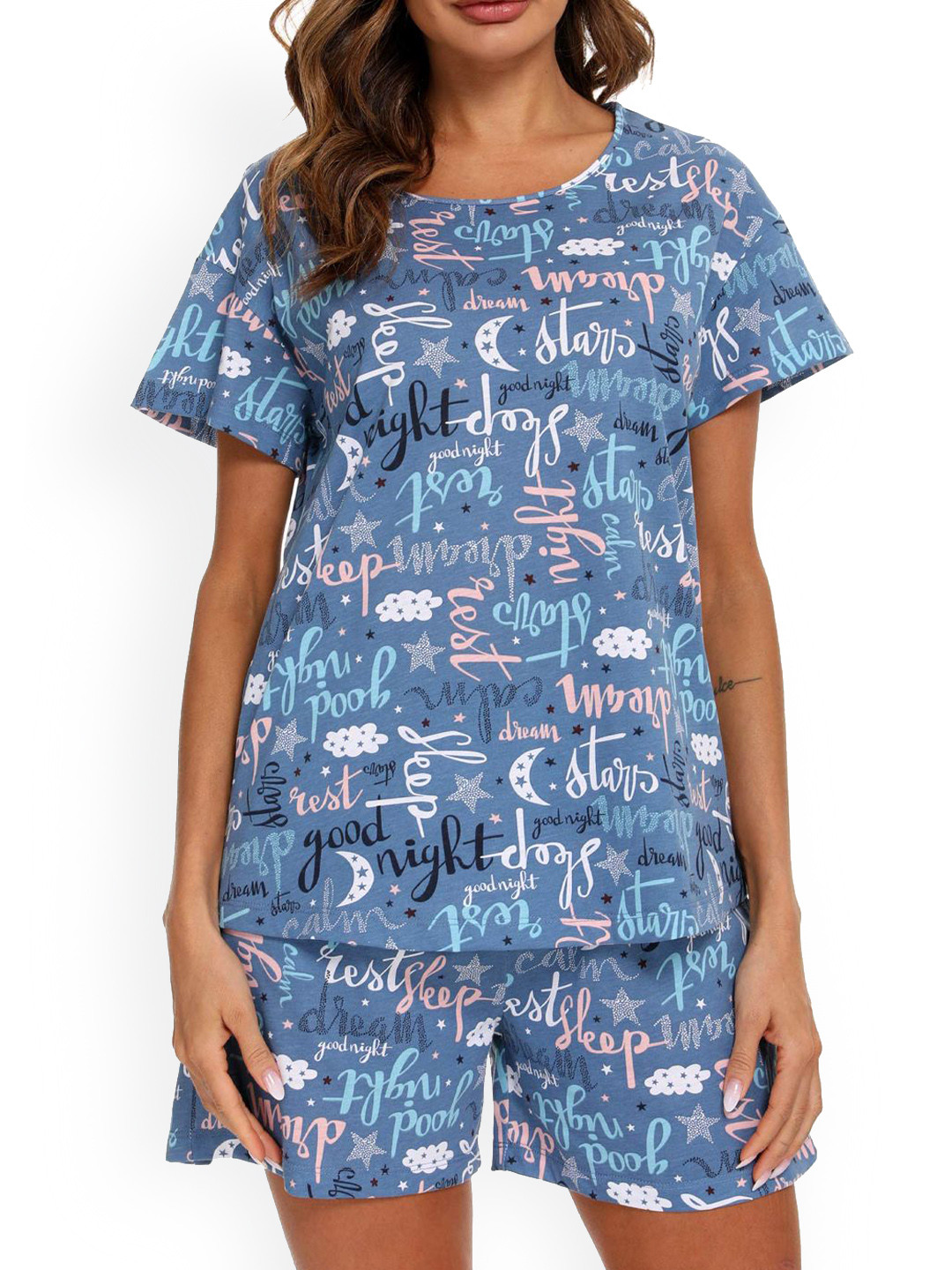 

Softwrap Women Printed Night suit, Blue