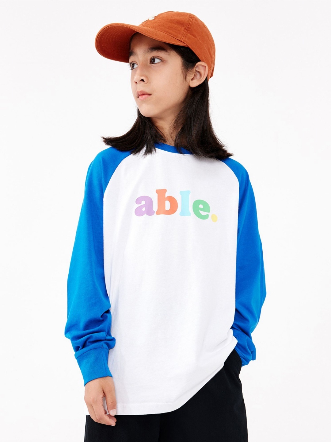 

LULU & SKY Girls Typography Printed Round Neck Cotton Oversized T-shirt, White