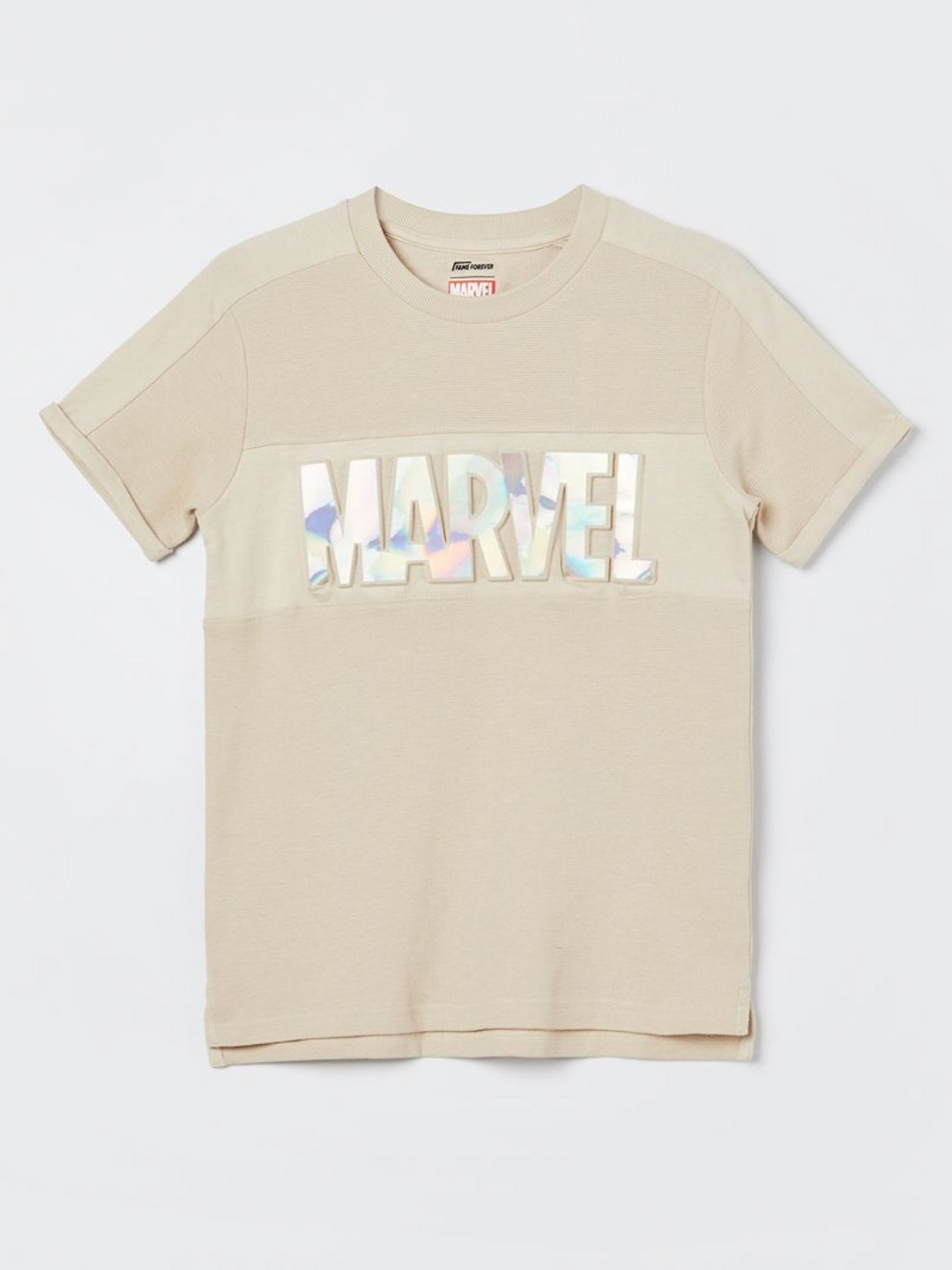 

Fame Forever by Lifestyle Boys Marvel Typography Printed Round Neck Cotton T-shirt, Beige