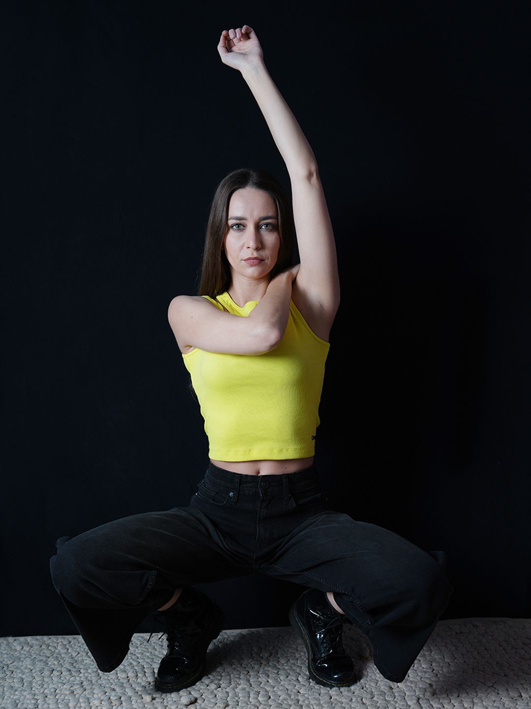 

ONLY Solid Round Neck Sleeveless Crop Top, Yellow
