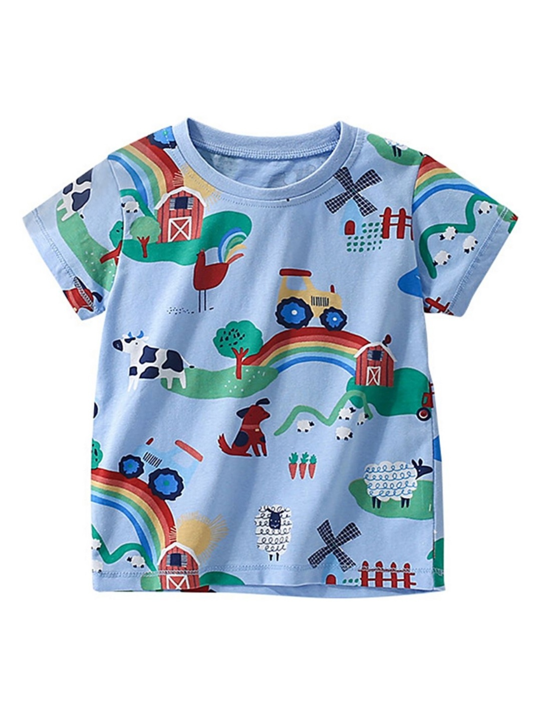 

LULU & SKY Boys Graphic Printed Round Neck Cotton T-shirt, Blue