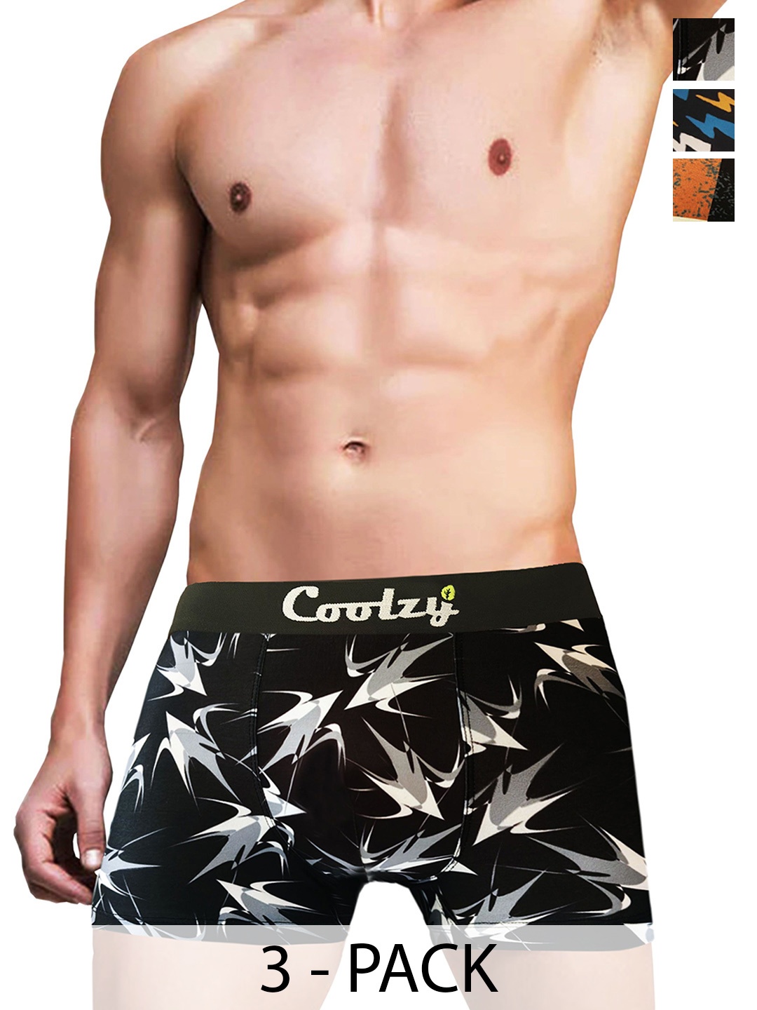 

Coolzy Men Pack Of 3 Printed Trunk RUCPTN3K031-S, Black