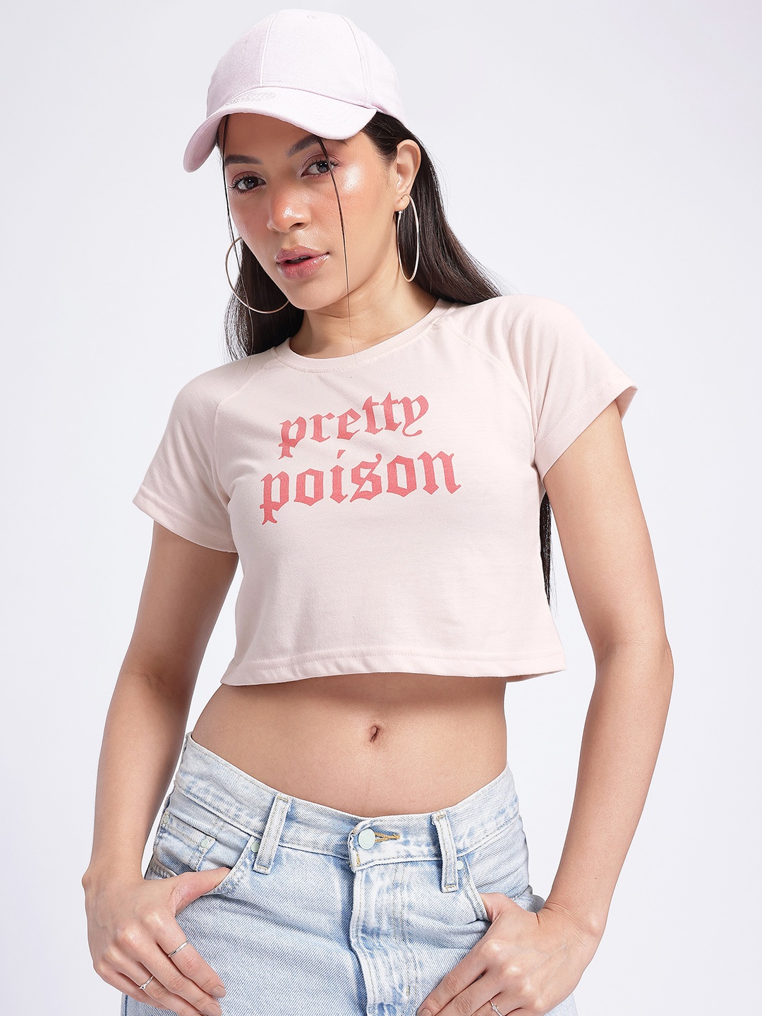 

glitchez Sassy Society Printed Cropped T-shirt, Pink