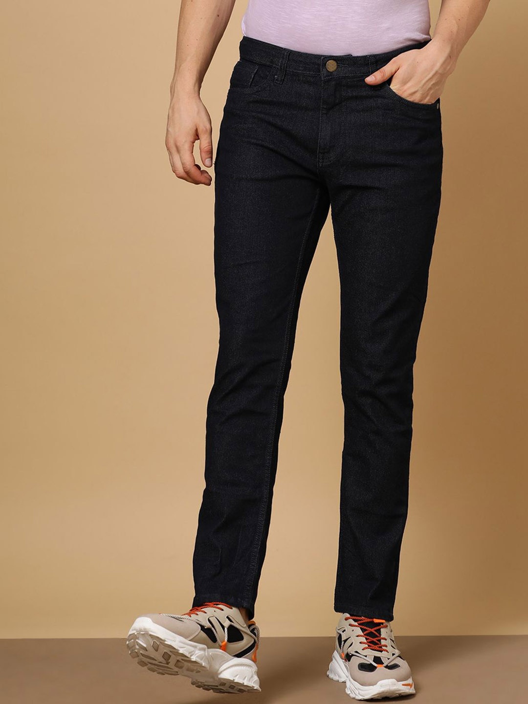 

ComfyStyle Men Mid-Rise Regular Fit Stretchable Jeans, Black