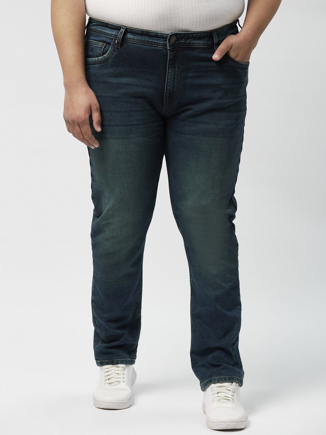 

Big Hello - The Plus Life Men Light Fade Mid-Rise Cotton Jeans, Blue