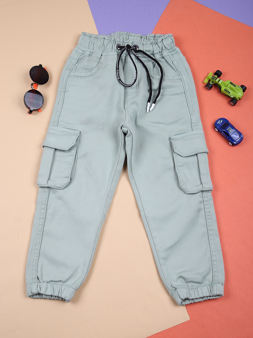 

V-Mart Boys Stretchable Mid-Rise Jogger Jeans, Green