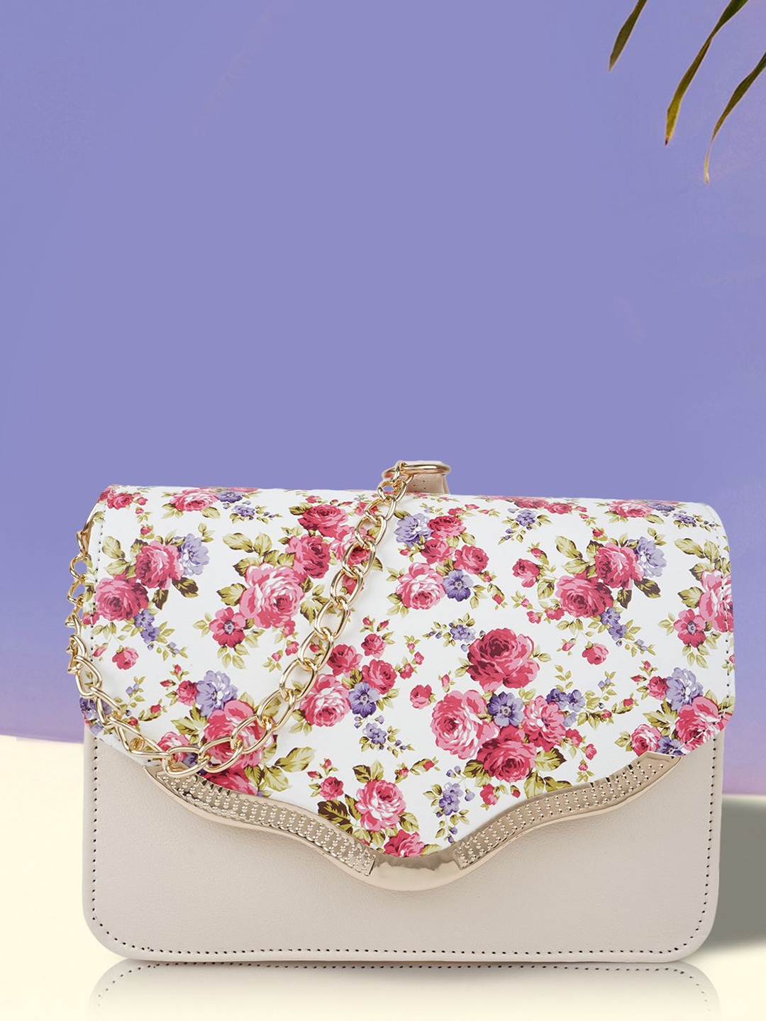 

SPOTIC Women Floral Printed Crossbody Leather Sling Bag, Cream