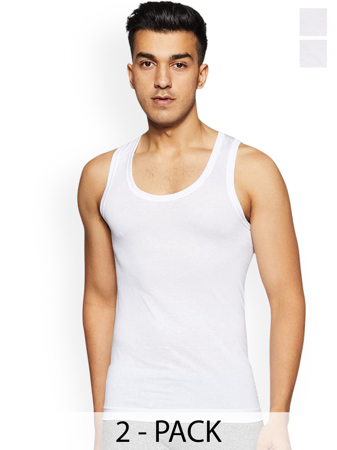

Rupa Pack Of 2 Pure Cotton Innerwear Vests - Frontline-Air-Whit-RN-2-90, White
