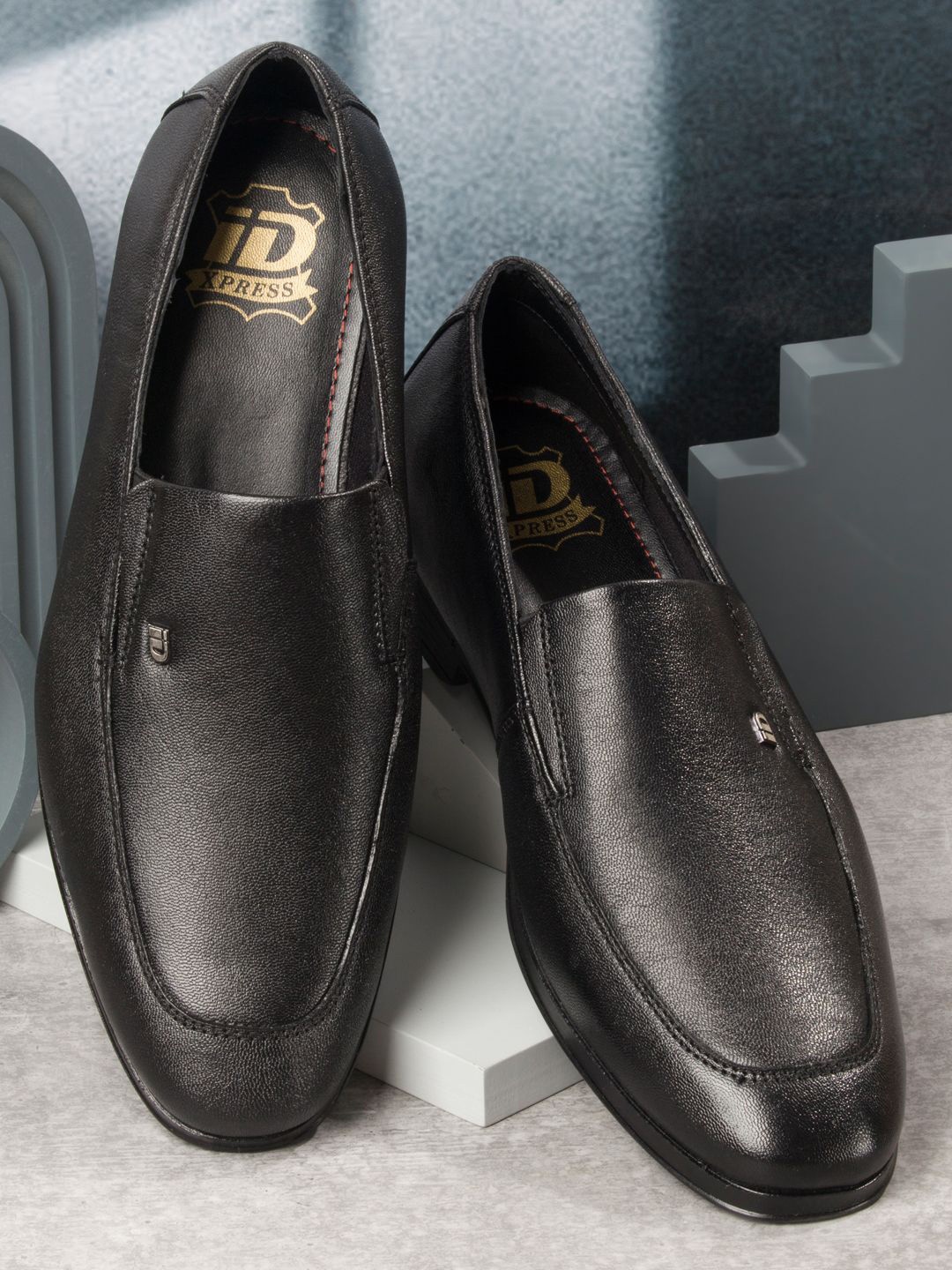 

ID Men Leather Formal Slip-On Shoes, Black