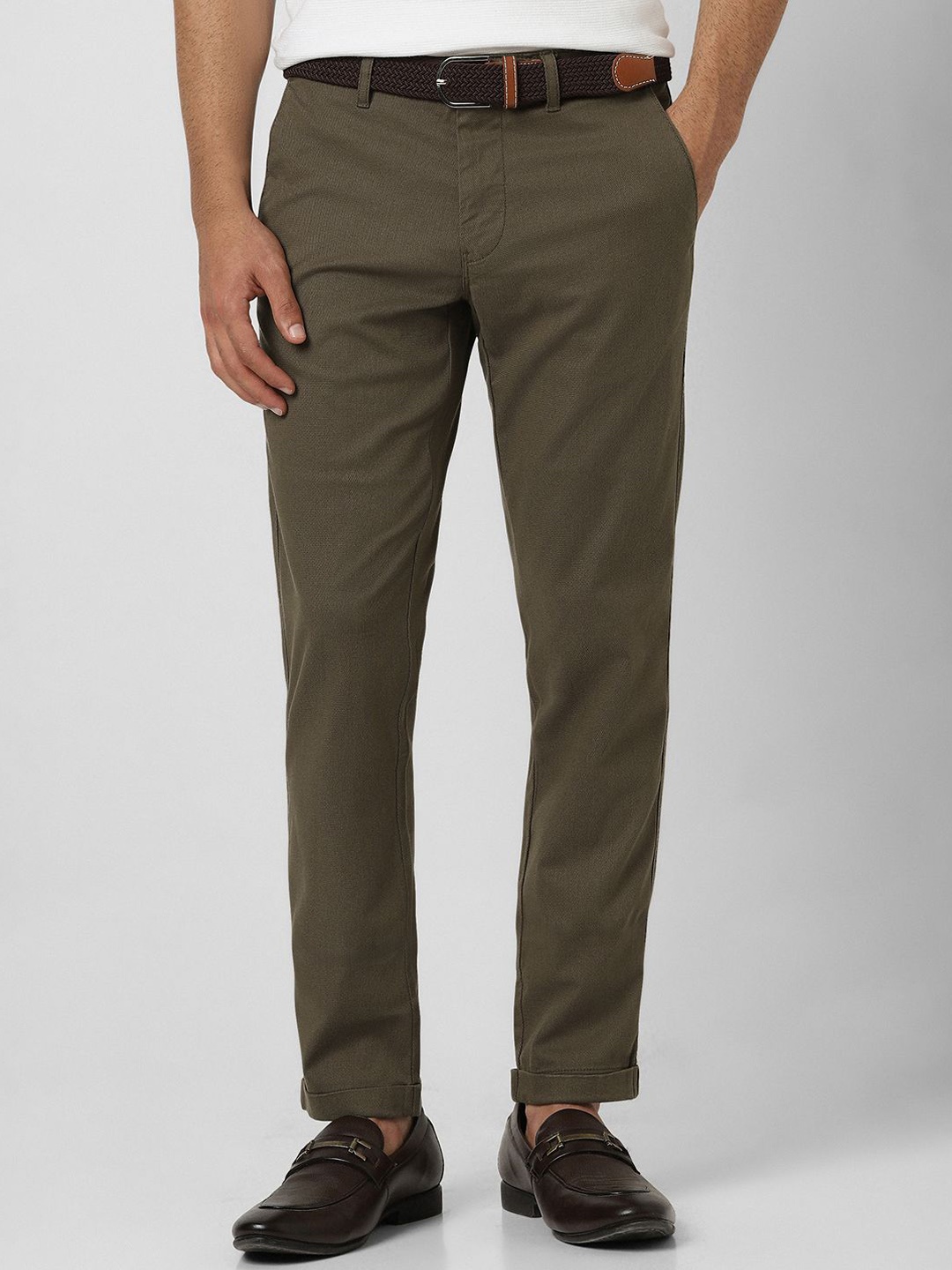 

Van Heusen Sport Men Textured Slim Fit Formal Trousers, Brown